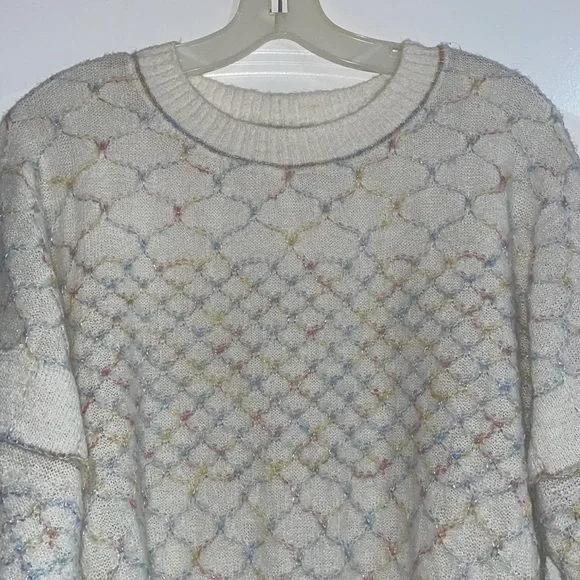 SEE BY CHLOE Iza Women’s Sweater Size S NWT Multicolor White Crew Neck Oversized